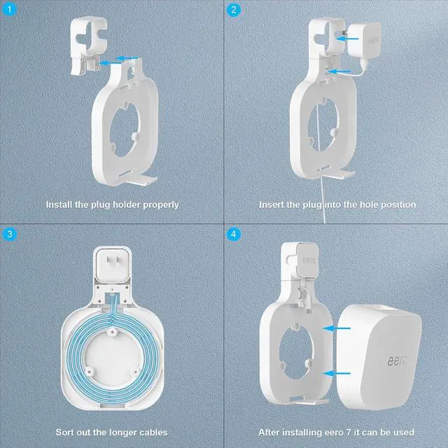 Alt view image 5 of 6 - Wall Mount Holder for eero 7 Home WiFi System - Space Saving Outlet Wall Stand Bracket for eero 7, No Messy Wires, Compatible with Vertical or Horizontal Plug (White, 2Pack)