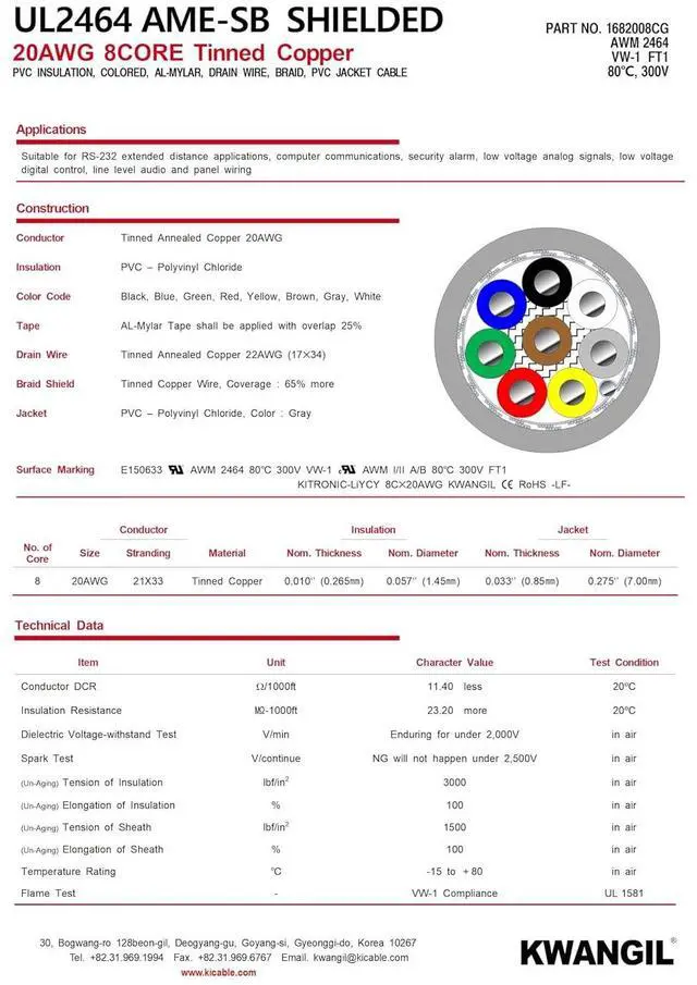 Alt view image 4 of 7 - 8C 20AWG AMESB Shielded Cable Wire (UL2464) - Flexible Str TC, PVC Ins, OS+Drain+TC BRD, PVC JKT for CNC Machine, Stepper Motor, VFD Spindle (Gray 100FT)
