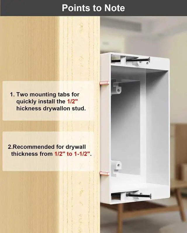 Alt view image 4 of 7 - DVFR1W-1 Recessed Electrical/Outlet Box Wall Plate Kit, Single Gang, Recessed Receptacle Outlet Box for TV, Tablet and Household Appliance, Suitable for GFCI Outlet and Standard Outlet, White (2 Pack)