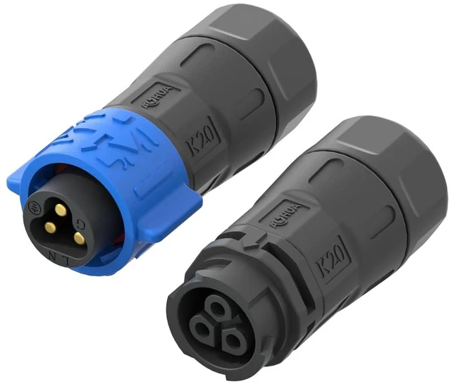 Main image of AOHUA K20 3-Pin Waterproof Connector (3-Pack) - IP67 Junction Box Quick Plug Outdoor Industrial/Aviation Wire Connectors, Male/Female for Ø6.0-13.0mm Cables (AH-K20-2003MMZ/FFZ01222)