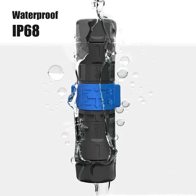 Alt view image 6 of 7 - AOHUA K20 3-Pin Waterproof Connector (3-Pack) - IP67 Junction Box Quick Plug Outdoor Industrial/Aviation Wire Connectors, Male/Female for Ø6.0-13.0mm Cables (AH-K20-2003MMZ/FFZ01222)