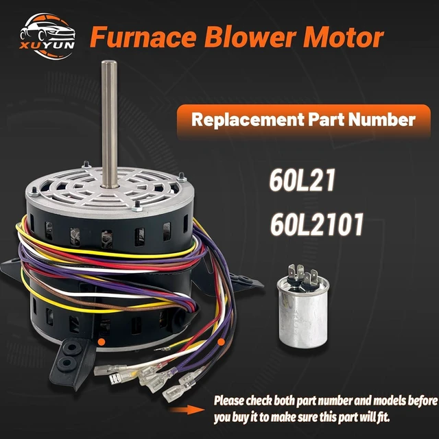 Alt view image 2 of 6 - 60L21 Furnace Blower Fan Motor 1/3 HP Blower Motor 115V 1075 RPM Compatible with Lennox Armstrong Ducane, 60L2101