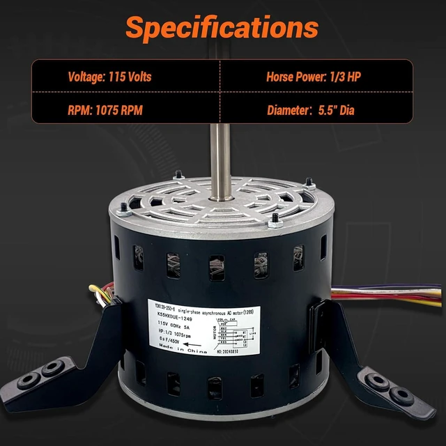 Alt view image 4 of 6 - 60L21 Furnace Blower Fan Motor 1/3 HP Blower Motor 115V 1075 RPM Compatible with Lennox Armstrong Ducane, 60L2101