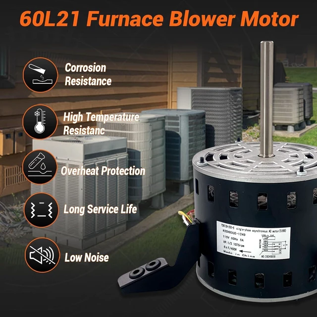 Alt view image 5 of 6 - 60L21 Furnace Blower Fan Motor 1/3 HP Blower Motor 115V 1075 RPM Compatible with Lennox Armstrong Ducane, 60L2101
