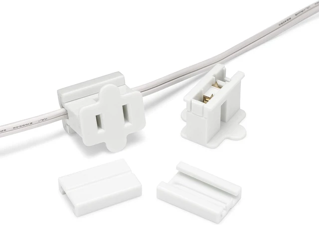 Main image of Holiday Lighting Outlet Female White in Line Pass Through Slip Plug, Zip Plug, Vampire Plug, Gilbert Plug, Slide Plug (25, SPT-1)