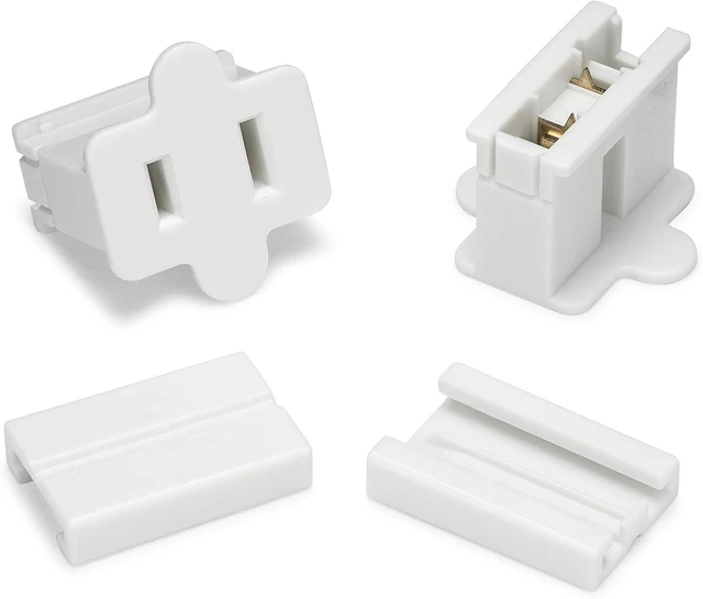 Alt view image 3 of 4 - Holiday Lighting Outlet Female White in Line Pass Through Slip Plug, Zip Plug, Vampire Plug, Gilbert Plug, Slide Plug (25, SPT-1)