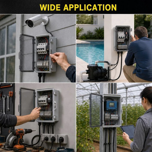 Alt view image 6 of 6 - Waterproof Electrical Junction Box Outdoor, IP67 ABS Plastic Weatherproof Electrical Enclosure with Aluminum DIN Rail, Mounting Platem for WiFi Project, Clear (8.7''x6.7''x4.3)