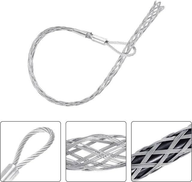 Alt view image 3 of 7 - MECCANIXITY 50-60mm OD Cable Pulling Socks Grip 1.8m Fore-Hand Pull Wire Mesh Puller Socks Grip Galvanized Steel Wire Pulling Tools