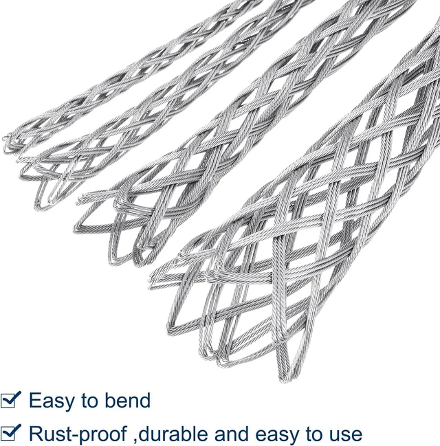 Alt view image 4 of 7 - MECCANIXITY 50-60mm OD Cable Pulling Socks Grip 1.8m Fore-Hand Pull Wire Mesh Puller Socks Grip Galvanized Steel Wire Pulling Tools