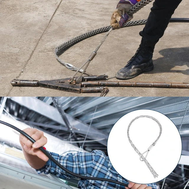 Alt view image 7 of 7 - MECCANIXITY 50-60mm OD Cable Pulling Socks Grip 1.8m Fore-Hand Pull Wire Mesh Puller Socks Grip Galvanized Steel Wire Pulling Tools