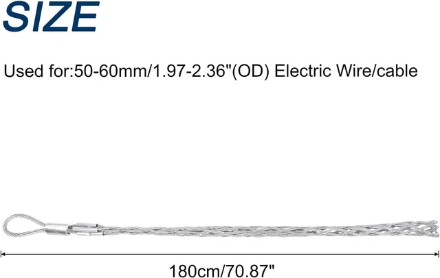 Alt view image 2 of 7 - MECCANIXITY 50-60mm OD Cable Pulling Socks Grip 1.8m Fore-Hand Pull Wire Mesh Puller Socks Grip Galvanized Steel Wire Pulling Tools