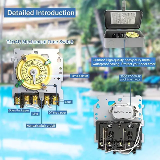 Alt view image 3 of 7 - T104R Mechanical Time Switch, Timers for Pool Pump