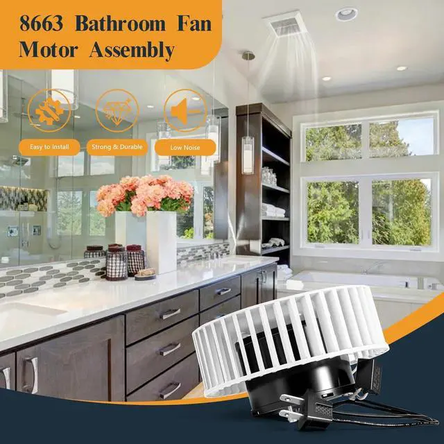 Alt view image 7 of 7 - Upgraded 8663 Bathroom Blower Motor Replacement, Bathroom Exhaust Fan for 8673, 8664RP, 8814, 8814R, 8832, 8832N, 8832SA, 8832WH, 8833, 671RB, 672RB, Ventilation Fan Motor Quiet Operation