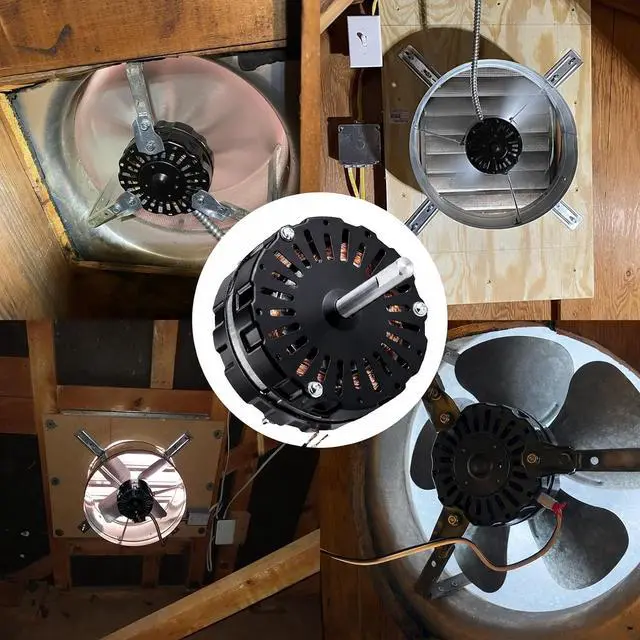 Alt view image 6 of 7 - Attic Fan Motor Replacement Kit F0510B2497, Includes F0510B2944 Black Power Attic Vent Fan Unit, Support Bridges, and Nylon Lock Nuts, Compatible with Lomanco 2000 Series