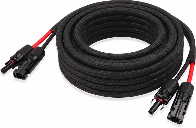 Main image of Solar Panel Extension Cable - 10AWG 30FT Solar Wire with Female & Male Waterproof Connector Flame Retardant Protective Sleeving PV Wire for RV, Photovoltaic Systems, Home, Boat, Solar Panels, Car