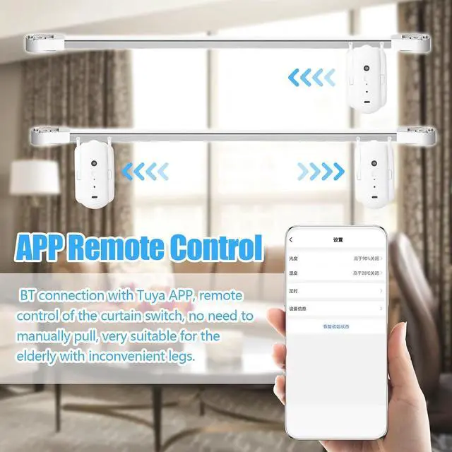 Alt view image 2 of 7 - Automatic Curtain Opener, Remote Control Dual Open Smart Curtain Smart Curtains Curtain Opener Electronic for Roman Pole (1pc)