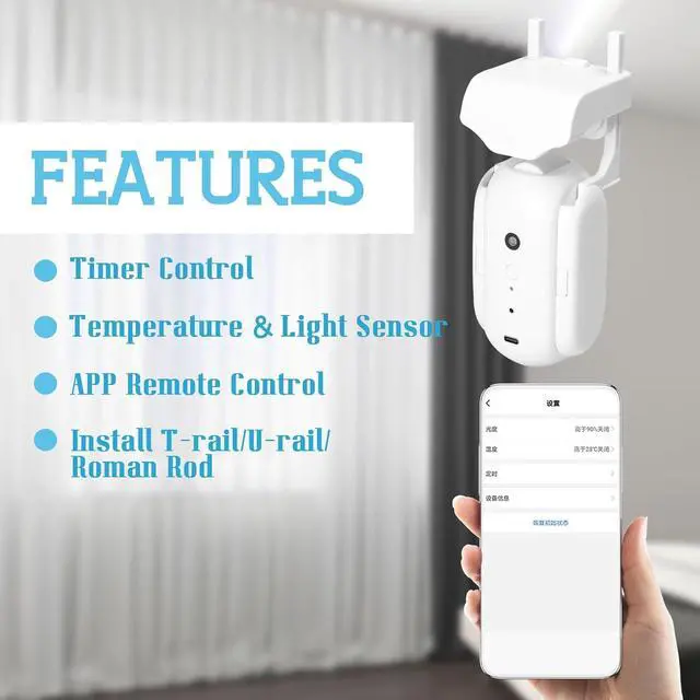 Alt view image 3 of 7 - Automatic Curtain Opener, Remote Control Dual Open Smart Curtain Smart Curtains Curtain Opener Electronic for Roman Pole (1pc)