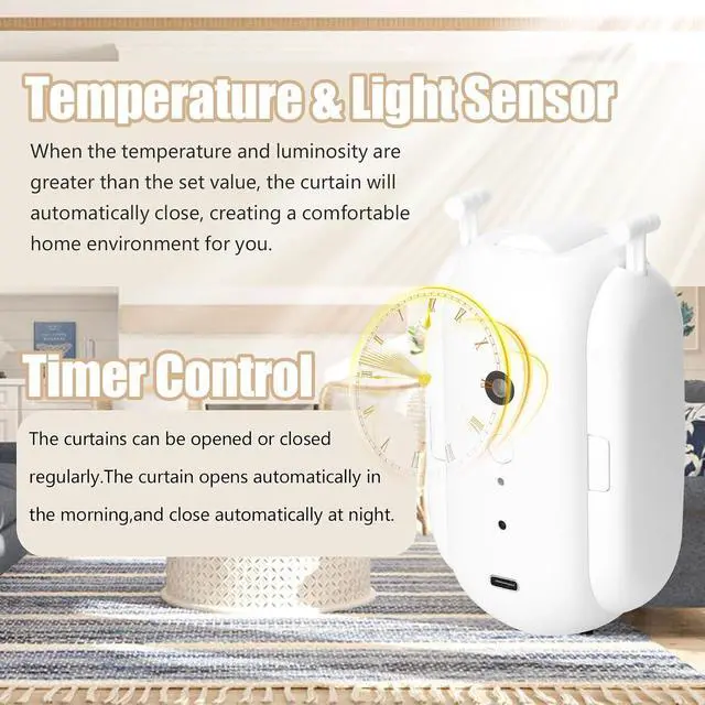 Alt view image 4 of 7 - Automatic Curtain Opener, Remote Control Dual Open Smart Curtain Smart Curtains Curtain Opener Electronic for Roman Pole (1pc)