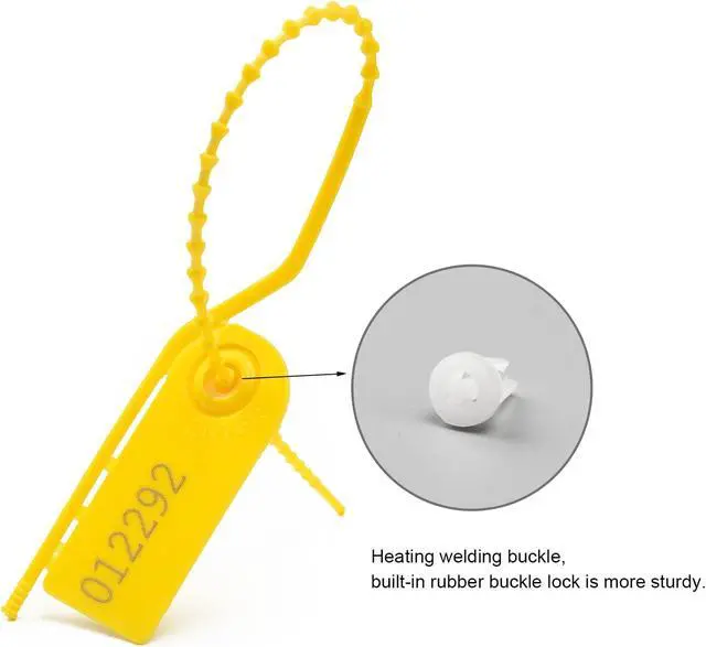 Alt view image 5 of 7 - 500 PCS Plastic Tamper Seals Pull Tight Security Seals Tags Breakaway Seals Numbered Zip Ties Disposable Self-Locking Ties for Fire Extinguisher, Tear Off Type, 210mm Length