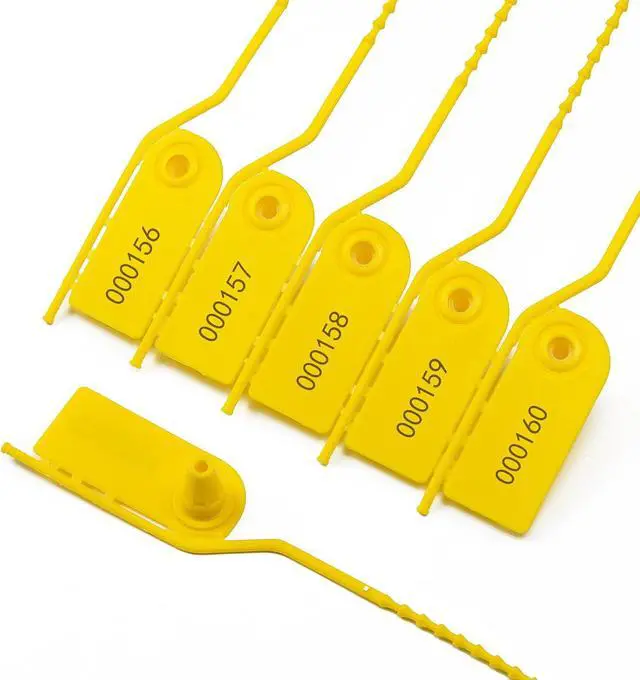 Alt view image 7 of 7 - 500 PCS Plastic Tamper Seals Pull Tight Security Seals Tags Breakaway Seals Numbered Zip Ties Disposable Self-Locking Ties for Fire Extinguisher, Tear Off Type, 210mm Length