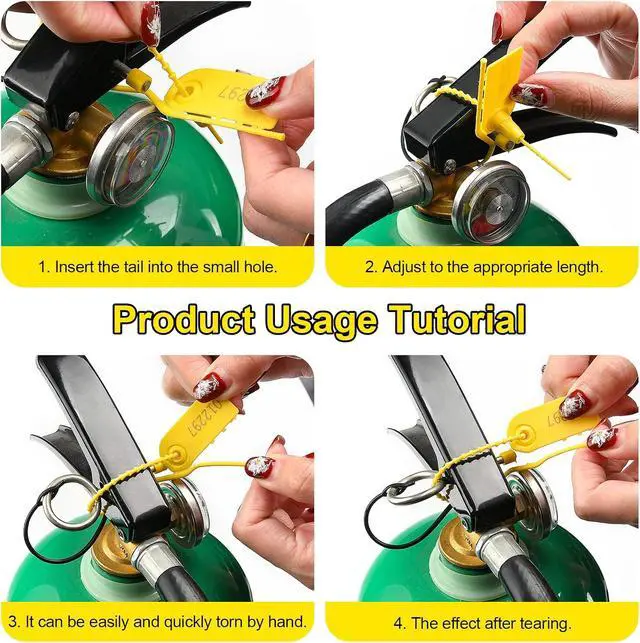 Alt view image 6 of 7 - 500 PCS Plastic Tamper Seals Pull Tight Security Seals Tags Breakaway Seals Numbered Zip Ties Disposable Self-Locking Ties for Fire Extinguisher, Tear Off Type, 210mm Length