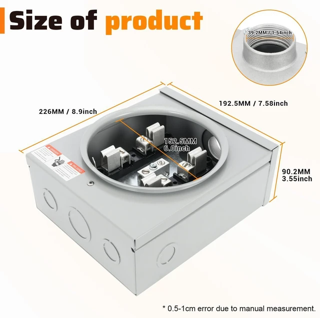 Alt view image 2 of 7 - 100 Amp Meter Socket, 4 Jaw Meter Base, Electrical Panel Component