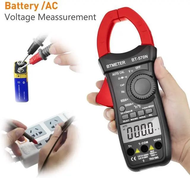 Alt view image 3 of 7 - BTMETER Digital Clamp Meter TRMS 6000 Counts, AC/DC Voltage 1000A Current NCV Amp Meter, Clamp Multimeter with Resistance, Capacitance, Frequency, Inrush Current, Diode Test BT-570N