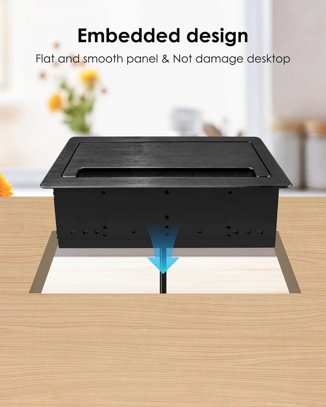 Alt view image 7 of 7 - Conference Table Power Hub with 9.8FT Power Cord, Table Top Box with 2 AC Power+2 USB-A Charger+1 HDMI+1 RJ45(CAT6)+1 USB-C Data +1 Audio, Tabletop Multimedia Connectivity Box for Conference Room