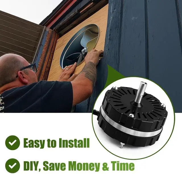 Alt view image 3 of 7 - Attic Fan Motor Replacement Kit F0510B2497, Includes F0510B2944 Black Power Attic Vent Fan Unit, Support Bridges, and Nylon Lock Nuts, Compatible with Lomanco 2000 Series