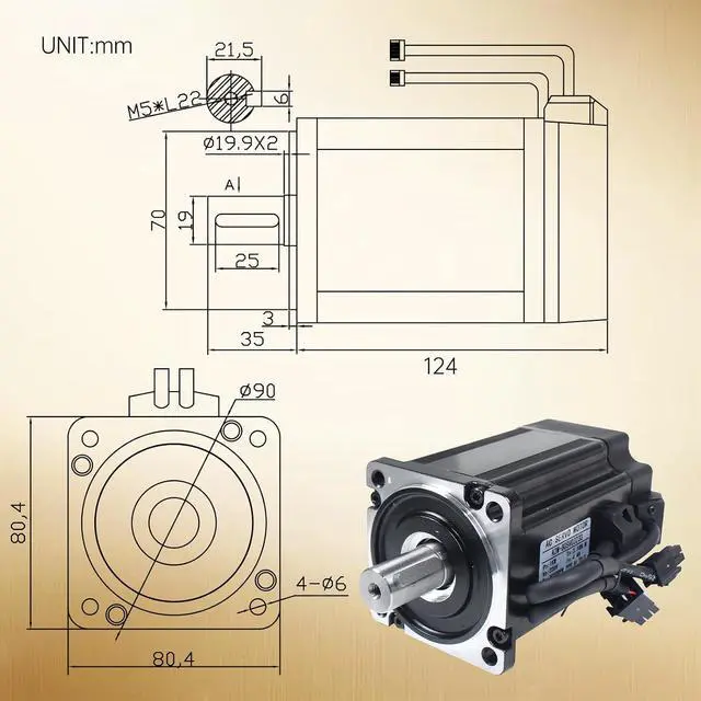 Alt view image 2 of 6 - RATTMMOTOR YPMC-1000W 110V Servo Motor Kit, Servo Motor with Servo Motor Driver CNC Controller Kit for CNC Engraver Milling Machine/Robot (Without Brake)