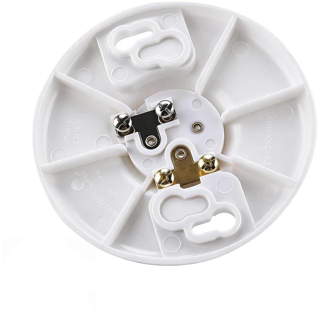 Alt view image 6 of 6 - 12-Pack E26 Medium Base Lamp Holder, Ceiling Light Socket 660W 250V, Phenolic Resin White Bulb Socket for Incandescent LED CFL Halogen Bulbs