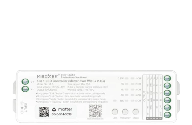 Main image of MiBOXER ML5 5 in 1 Controller (Matter Over WiFi+2.4GHz), Matter Series, WiFi LED Controller