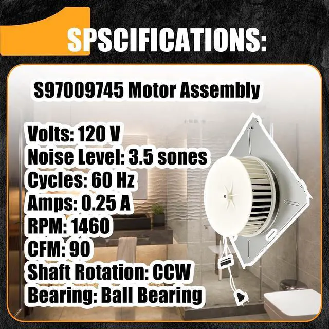 Alt view image 4 of 7 - 8664RP 8663RP Fits for Nutone 8663RP B Unit Bathroom Fan Motor 100CFM 6445RP 671R 672R 8673RP 763RL 769RL 750 751 752 Replace for B-roan Exhaust Fan Motor S97017705, S97017706, 86933000