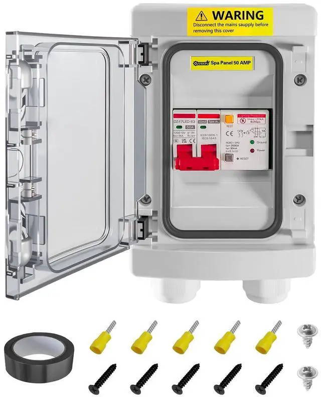 Main image of SPA Panel Disconnect GFCI Switch, 50A Circuit Breaker Box with Surge Protection, IP66 Weatherproof Circuit Breaker Disconnect GFCI Switch for Hot Tub, Swimming Pools 120/240V
