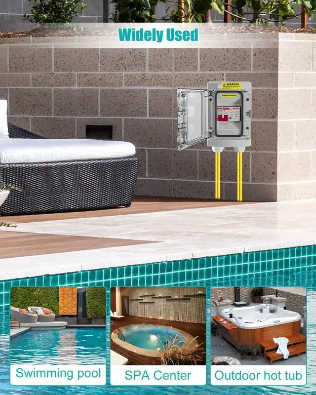 Alt view image 6 of 6 - SPA Panel Disconnect GFCI Switch, 50A Circuit Breaker Box with Surge Protection, IP66 Weatherproof Circuit Breaker Disconnect GFCI Switch for Hot Tub, Swimming Pools 120/240V