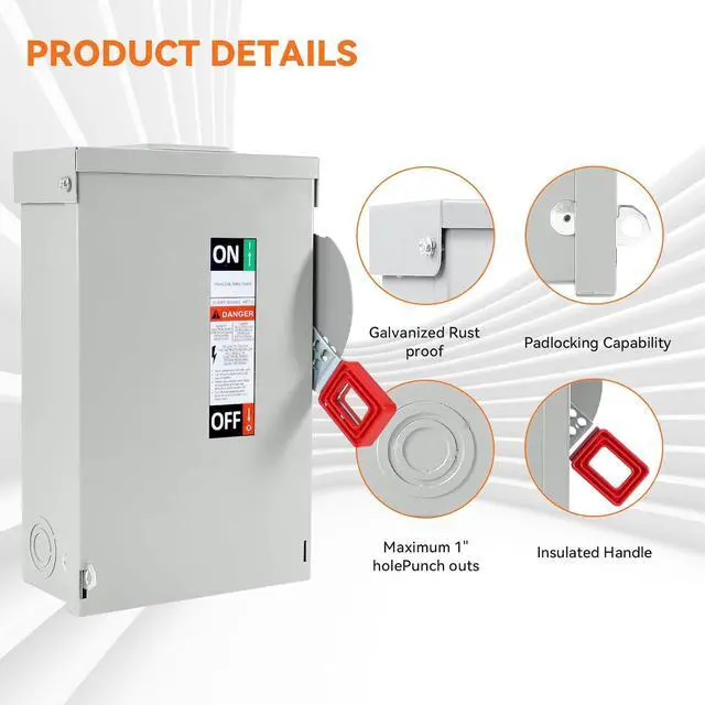 Alt view image 4 of 7 - 30 Amp Disconnect Switch, Fusible, 3 Pole 600 Volt, with Interlock Mechanism, Anti Corrosion and Rust Prevention, NEMA 3R Enclosure for Indoor&Outdoor, 10-Year Warrnaty, 30 Amp Disconnect Box