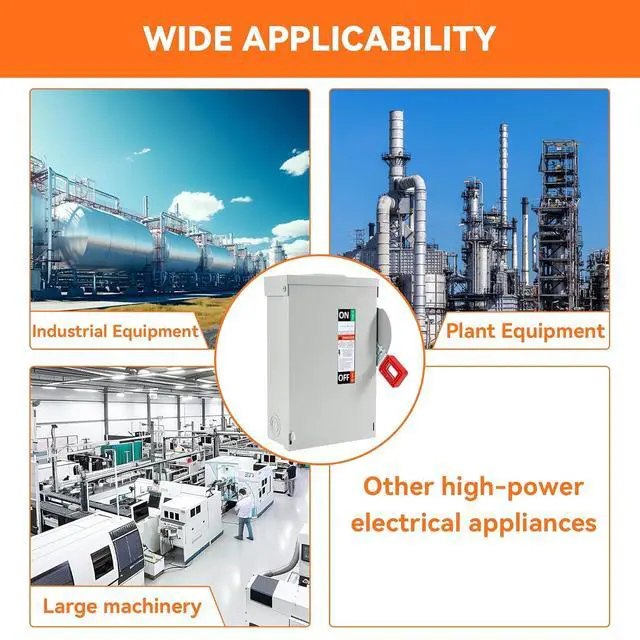 Alt view image 5 of 7 - 30 Amp Disconnect Switch, Fusible, 3 Pole 600 Volt, with Interlock Mechanism, Anti Corrosion and Rust Prevention, NEMA 3R Enclosure for Indoor&Outdoor, 10-Year Warrnaty, 30 Amp Disconnect Box