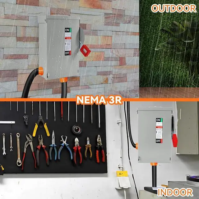 Alt view image 7 of 7 - 30 Amp Disconnect Switch, Fusible, 3 Pole 600 Volt, with Interlock Mechanism, Anti Corrosion and Rust Prevention, NEMA 3R Enclosure for Indoor&Outdoor, 10-Year Warrnaty, 30 Amp Disconnect Box