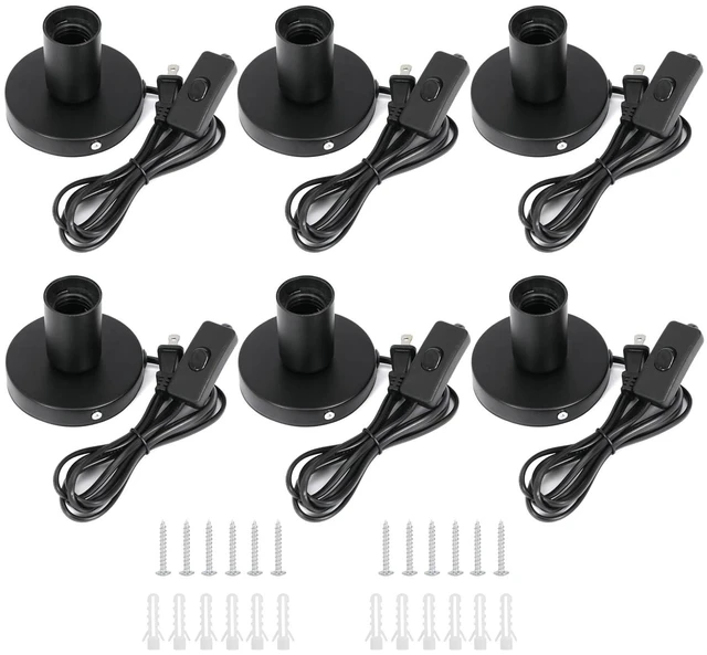 Main image of 6Pcs Desktop Lamp Base Light Base Socket Screw Light Bulb Holder Base with 6 Feet Cord on Off Switch Plug for Holding Bulb for Your Night Light