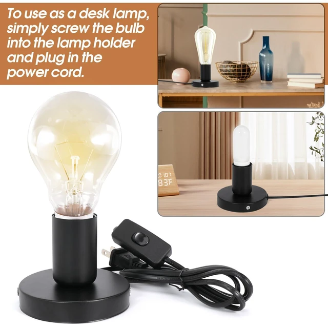 Alt view image 3 of 7 - 6Pcs Desktop Lamp Base Light Base Socket Screw Light Bulb Holder Base with 6 Feet Cord on Off Switch Plug for Holding Bulb for Your Night Light