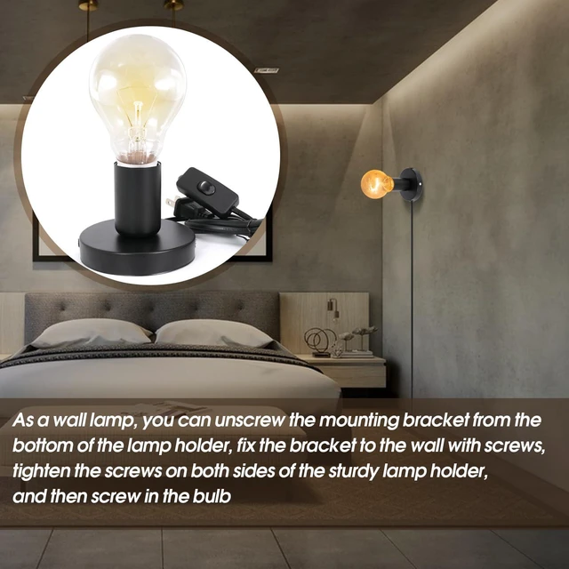 Alt view image 5 of 7 - 6Pcs Desktop Lamp Base Light Base Socket Screw Light Bulb Holder Base with 6 Feet Cord on Off Switch Plug for Holding Bulb for Your Night Light