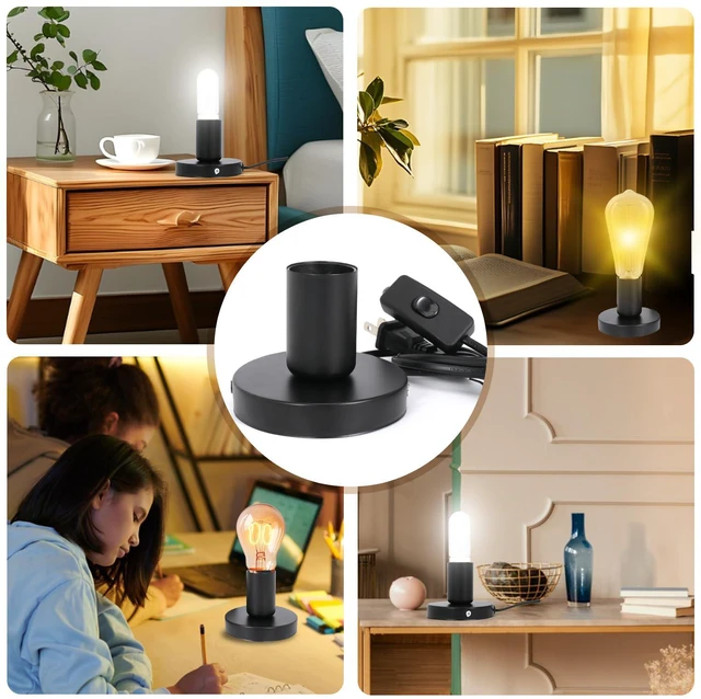 Alt view image 6 of 7 - 6Pcs Desktop Lamp Base Light Base Socket Screw Light Bulb Holder Base with 6 Feet Cord on Off Switch Plug for Holding Bulb for Your Night Light
