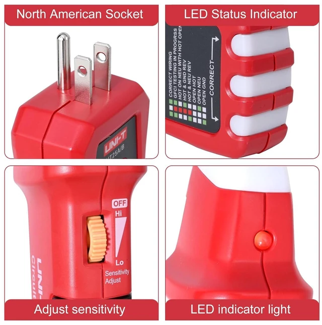 Alt view image 3 of 7 - UNI-T UT25A Circuit Breaker Finder,GFCI Outlet Tester,with NCV Test &Adjustable Sensitivity Buzzer Indication,Beeper Indicattion/Flashing Prompt,Applicable to Circuit Break Finder and Socket Test