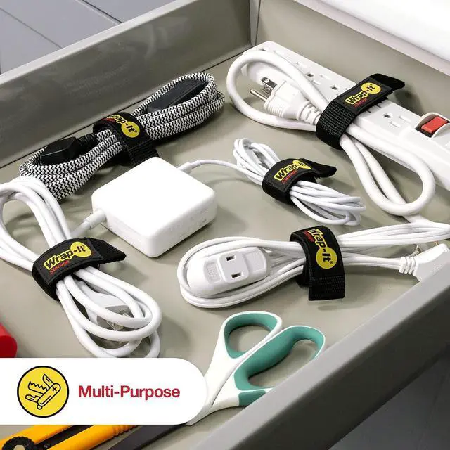 Alt view image 6 of 7 - Quick-Straps by Wrap-It Storage 9 (12-Pack) Black - Hook and Loop Straps for Hose and Cord Storage and Organization