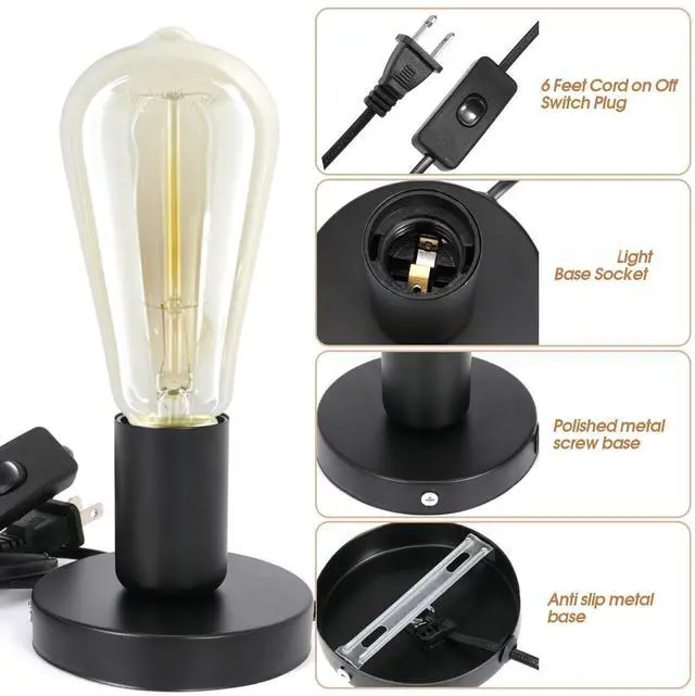 Alt view image 4 of 7 - 6Pcs Desktop Lamp Base Light Base Socket Screw Light Bulb Holder Base with 6 Feet Cord on Off Switch Plug for Holding Bulb for Your Night Light