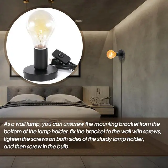 Alt view image 5 of 7 - 6Pcs Desktop Lamp Base Light Base Socket Screw Light Bulb Holder Base with 6 Feet Cord on Off Switch Plug for Holding Bulb for Your Night Light