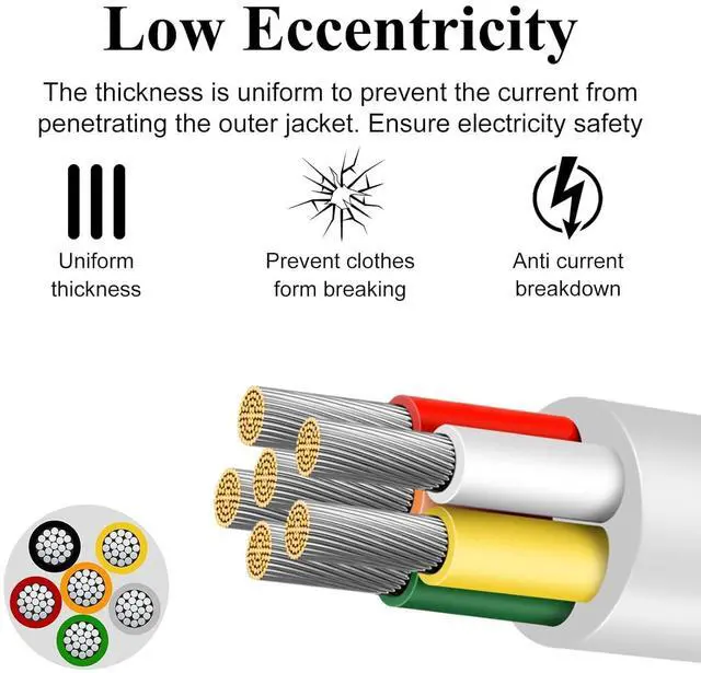 Alt view image 5 of 7 - 18 Gauge 6 Conductor Electrical Wire, 32.8 FT Low Voltage 18/6 Tinned Copper Stranded 6 Wire Cable, 18 AWG White Flexible Extension Cord for Sprinkler, Thermostat, Irrigation, Speaker, Automotive Etc