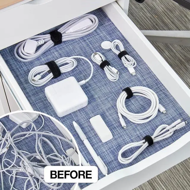 Alt view image 2 of 7 - Self-Gripping Cable Ties by Wrap-It Storage, Black, 40 Pack (5 Inch and 8 Inch Straps) Reusable Hook and Loop Cord Organizer Cable Ties for Cord Management and Desk or Office Organization