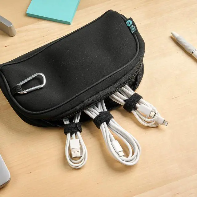 Alt view image 5 of 7 - Self-Gripping Cable Ties by Wrap-It Storage, Black, 40 Pack (5 Inch and 8 Inch Straps) Reusable Hook and Loop Cord Organizer Cable Ties for Cord Management and Desk or Office Organization