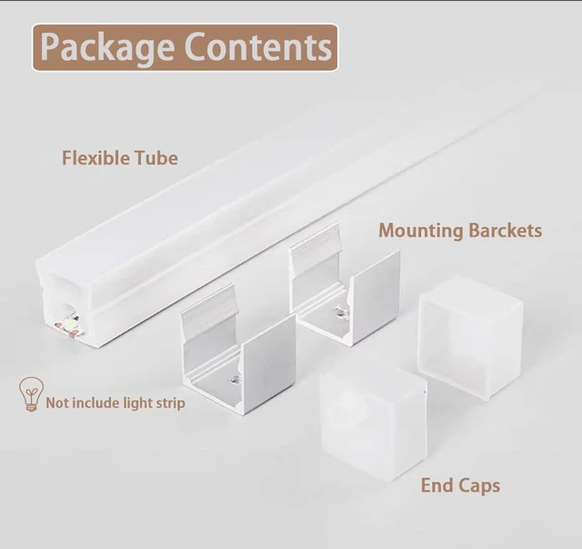 Alt view image 2 of 6 - 196inch Silicone LED Diffuser Channel, Flexible LED Diffuser Waterproof LED Strip Lights Tube Silicone Cover for 10mm Led Strip Lights (16 x 16mm)
